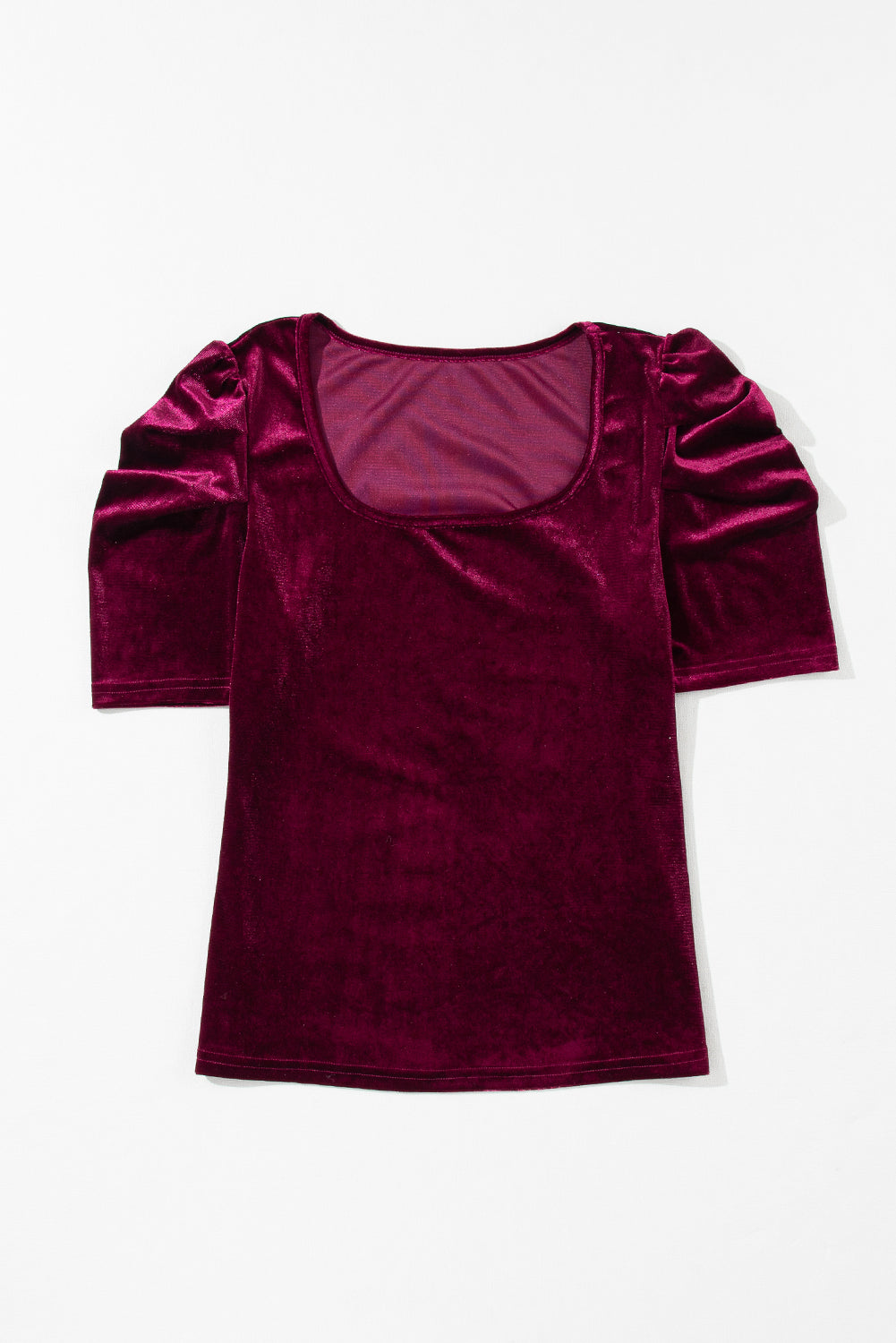 Short Puff Sleeve Velvet Top | Burgundy