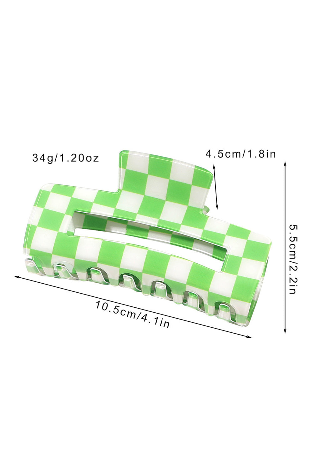 Checkered Print Hollow Out Hair Clip | Light Green