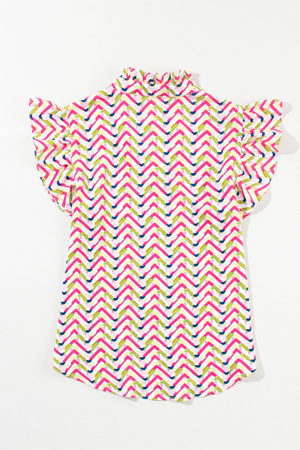 Chevron Print Ruffled Sleeve Blouse | Multicolour