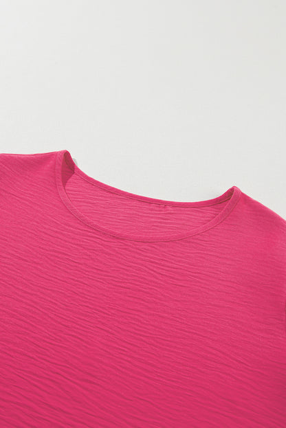 Ruffled Short Sleeve Plus Size Top | Bright Pink