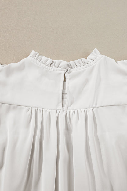 Smocked Ruffle Sleeve Blouse | White