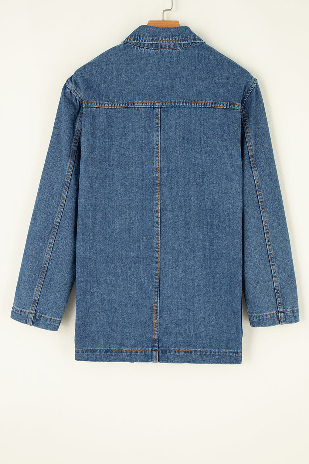 Side Pockets Lapel Collar Denim Jacket | Sail Blue