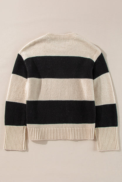 Colourblock Loose Pullover Sweater | Jet Stream