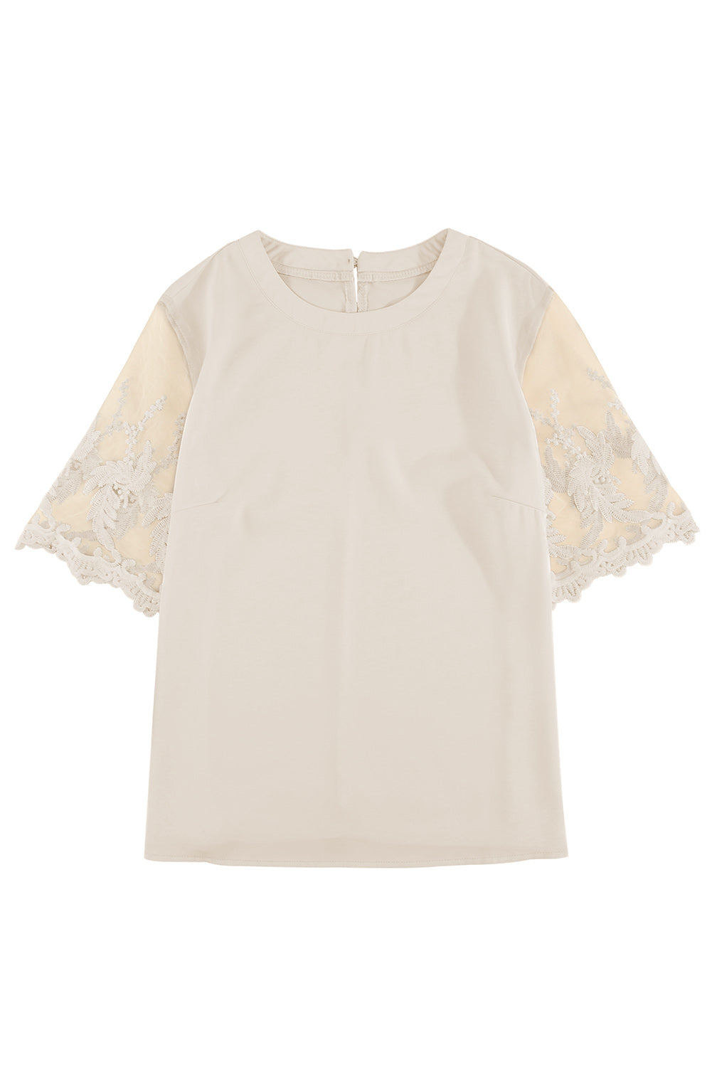 Floral Lace Sleeve Patchwork Top | White