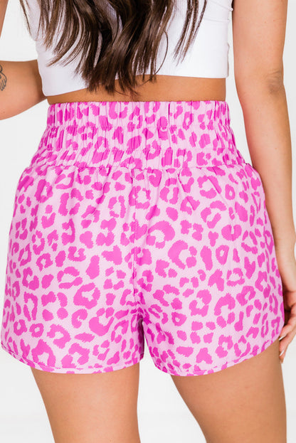 Leopard High Waisted Athletic Shorts | Pink