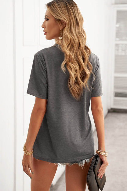 Leopard Heart Be Kind Graphic Tee | Gray