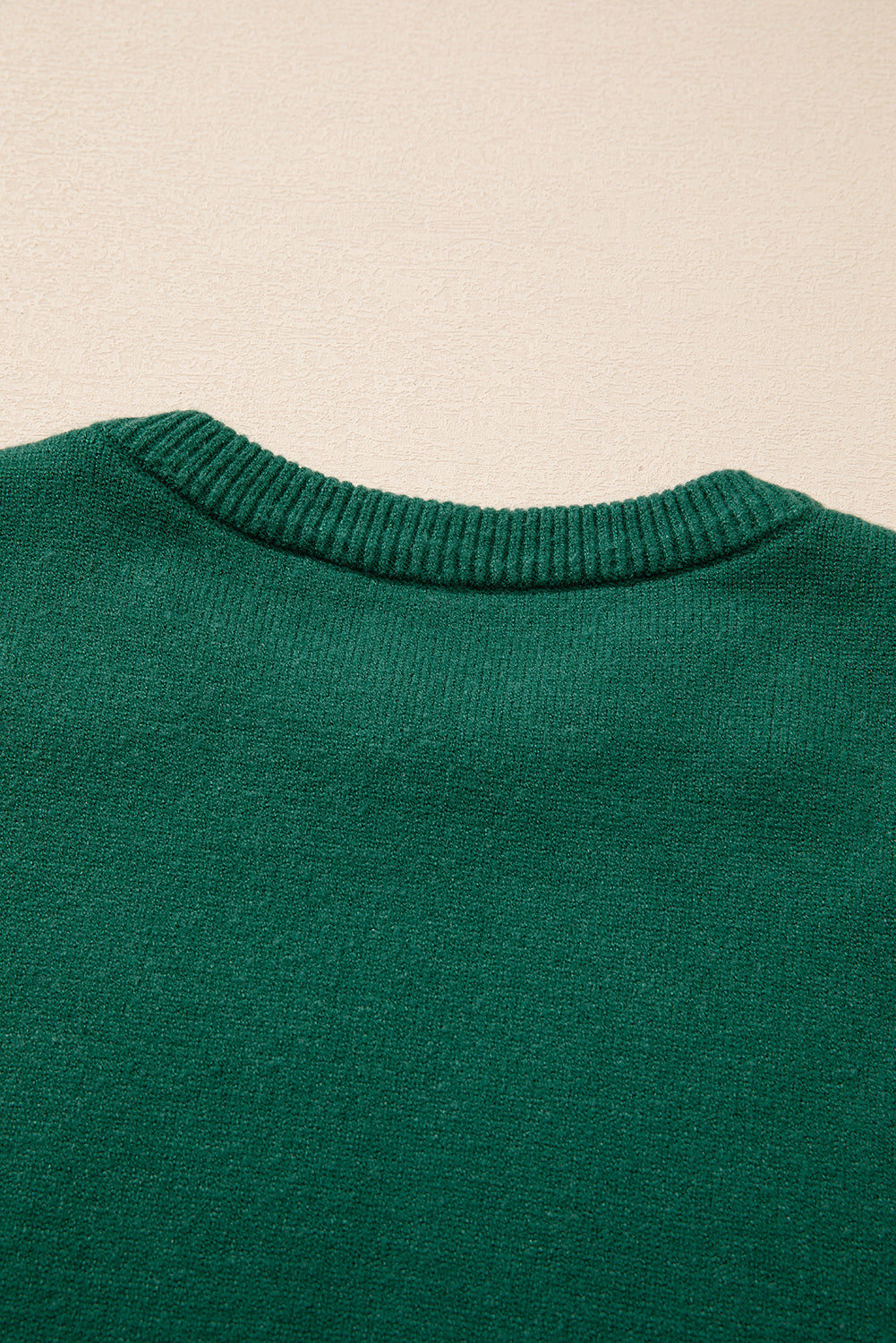 Pearled Drop Shoulder Round Neck Sweater | Evergreen