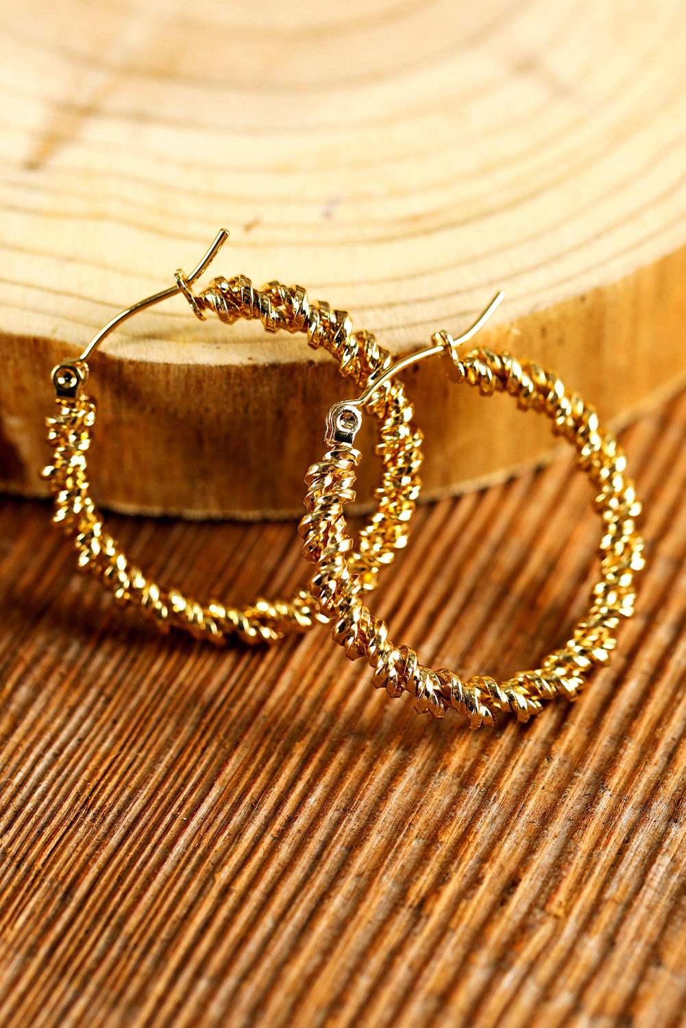 Vintage Textured Hoop Earrings | Gold