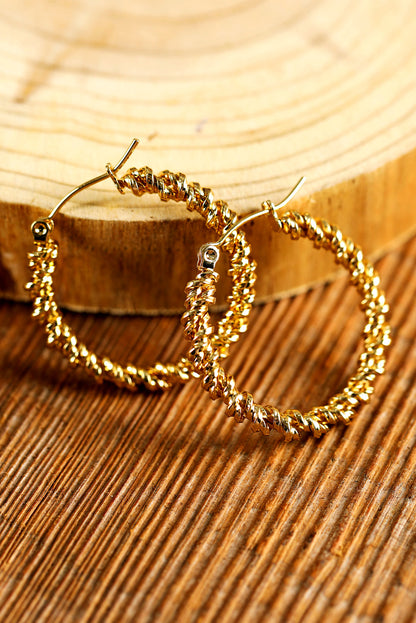 Vintage Textured Hoop Earrings | Gold