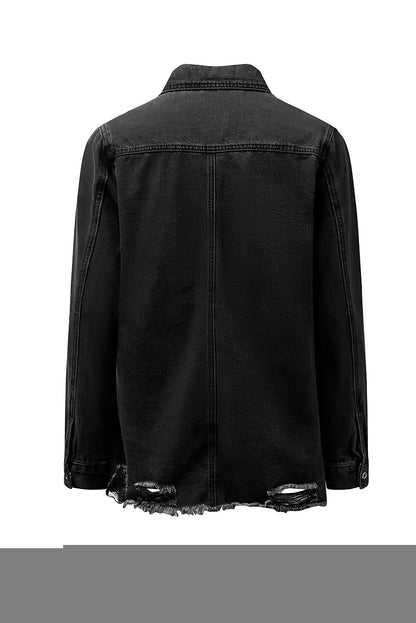 Ripped Denim Jacket | Black