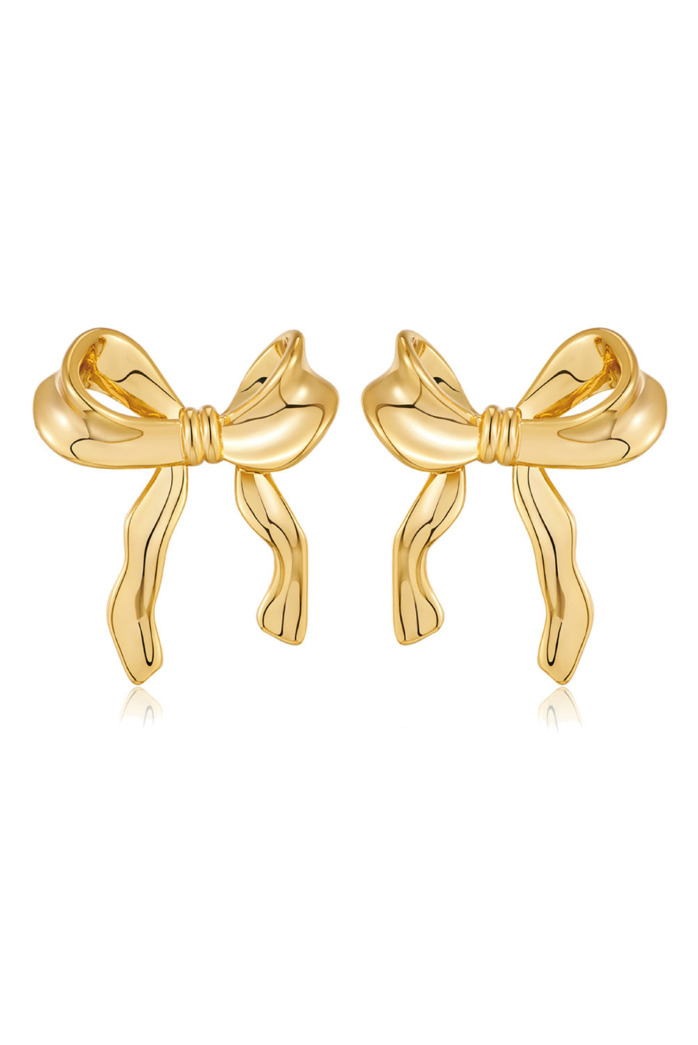 Elegant Bow Design Plated Studded Earrings | Gold