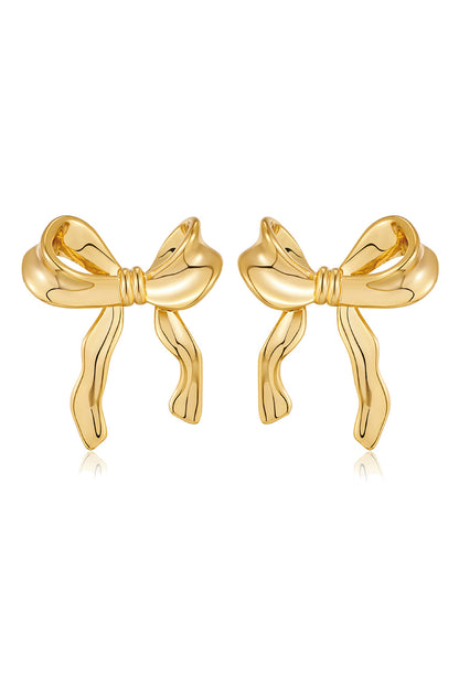 Elegant Bow Design Plated Studded Earrings | Gold