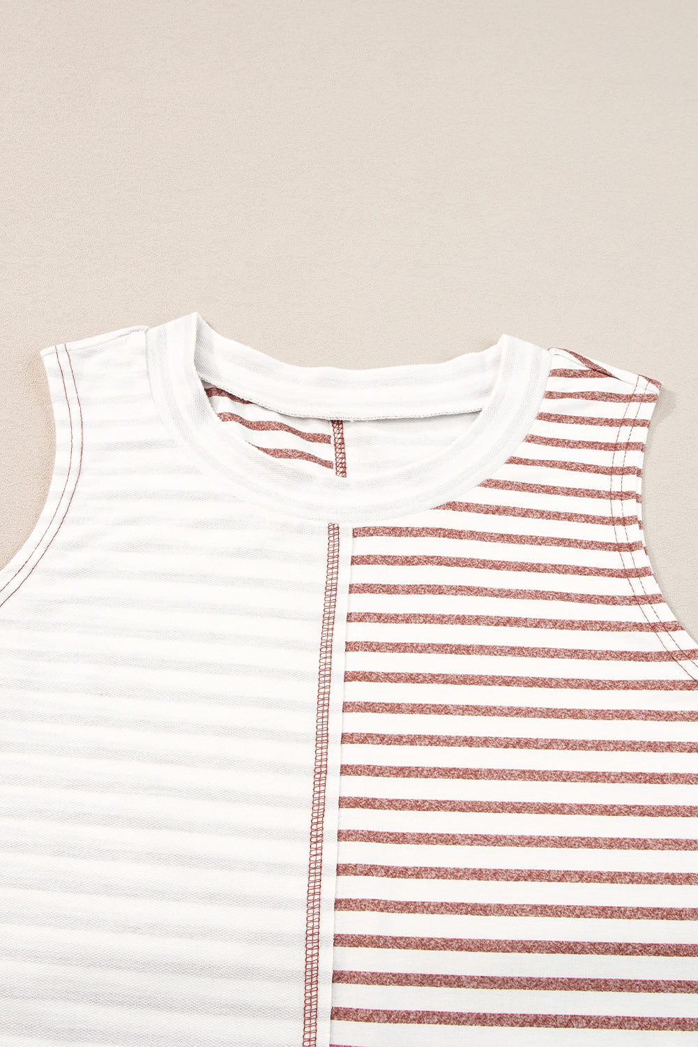 Colourblock Loose Tank Top | Brown Stripe