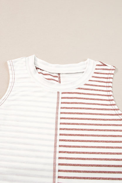 Colourblock Loose Tank Top | Brown Stripe