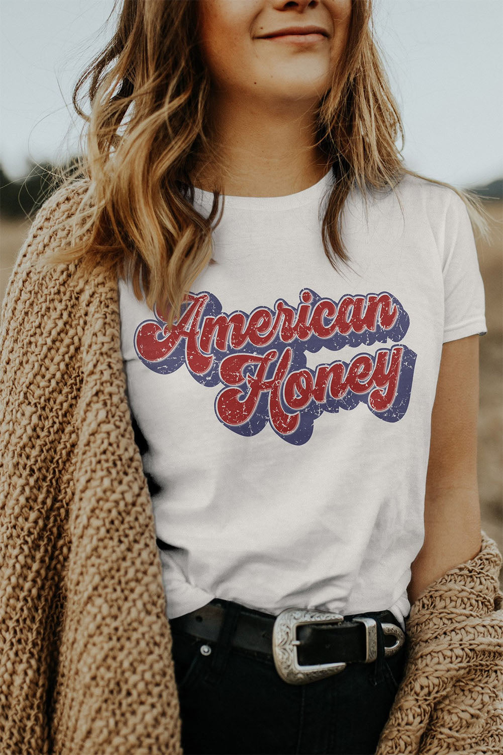 American Honey Graphic Casual Tee | White