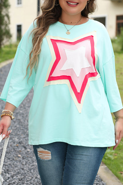 Colourblock Star Patch Plus Size Tunic | Moonlight Jade