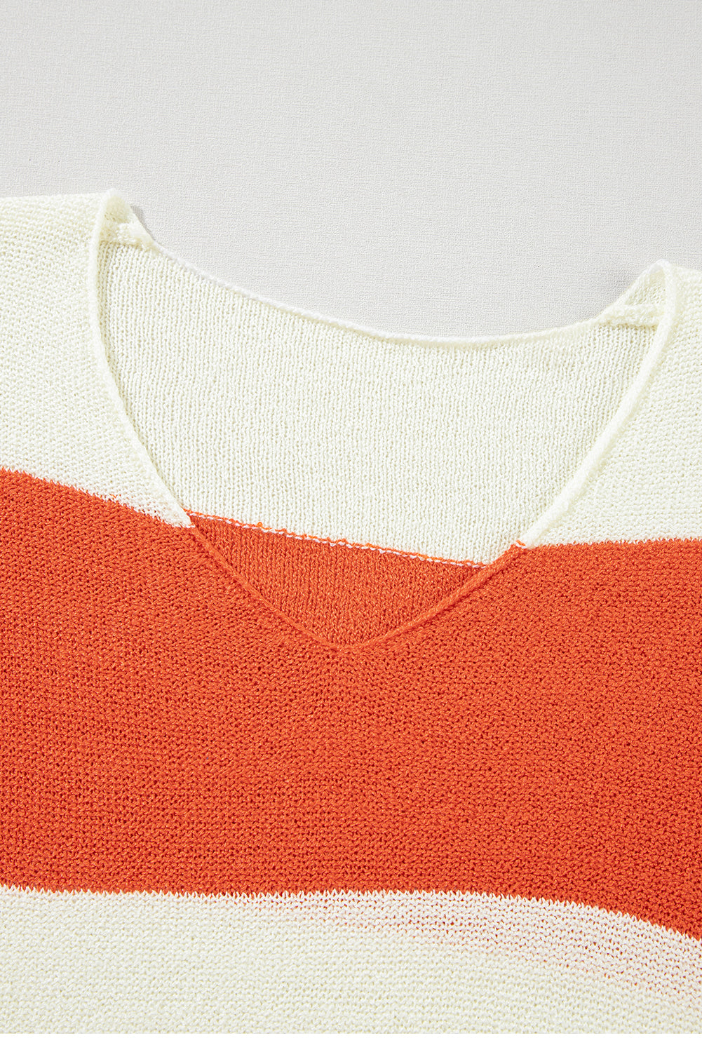 Loose Colour Block Drop Shoulder Bubble Sleeve Sweater | Orange Stripe