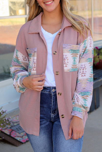 Toltec Corduroy Contrast Shacket | Pink