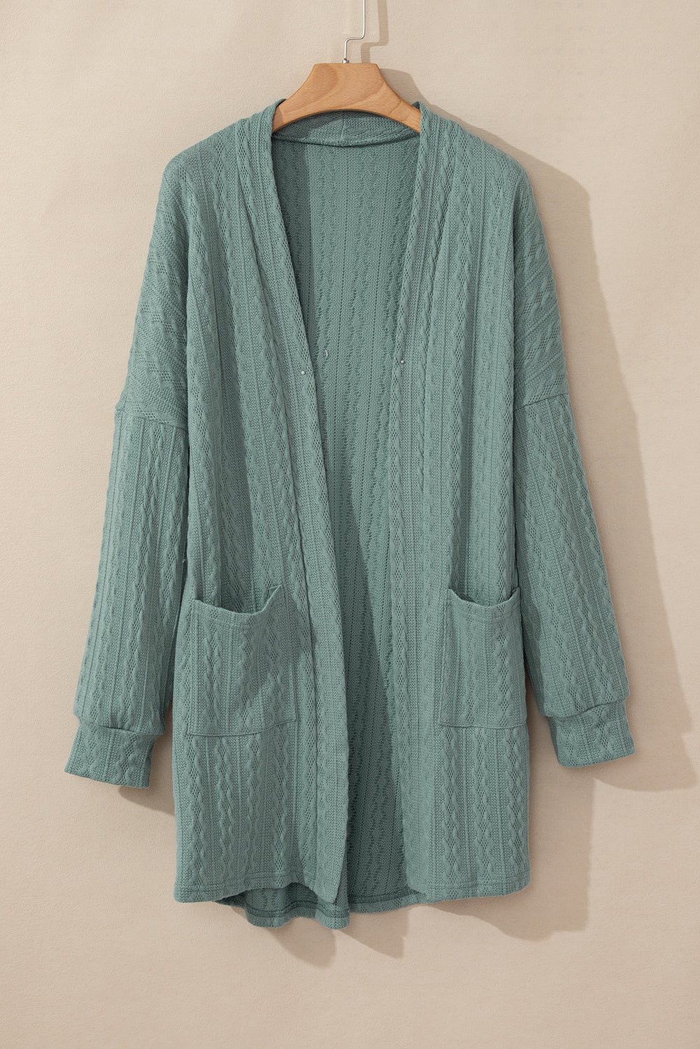 Textured Knit Side Pockets Open Front Cardigan | Canton