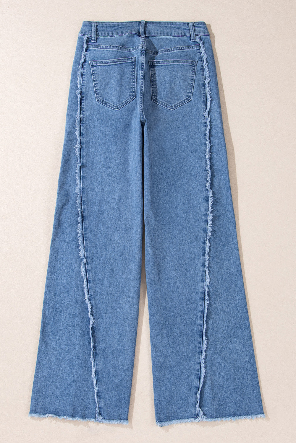 Vintage Stitching Raw Hem Flared Jeans | Beau Blue