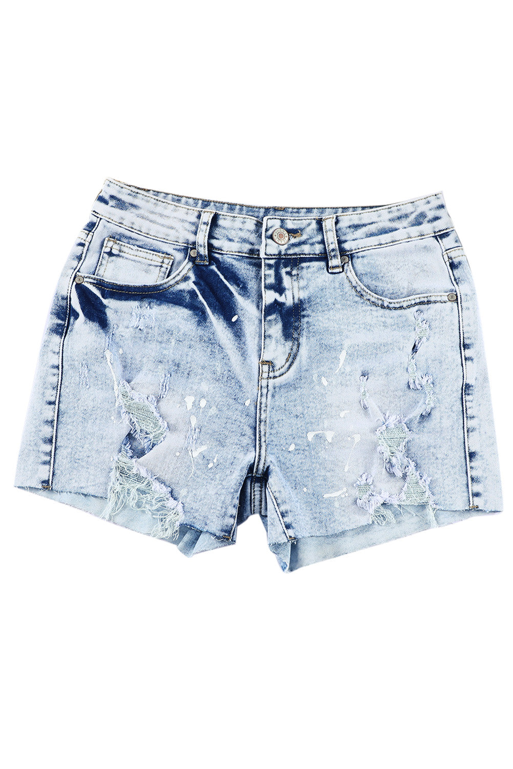 Distressed Bleached Denim Shorts | Sky Blue