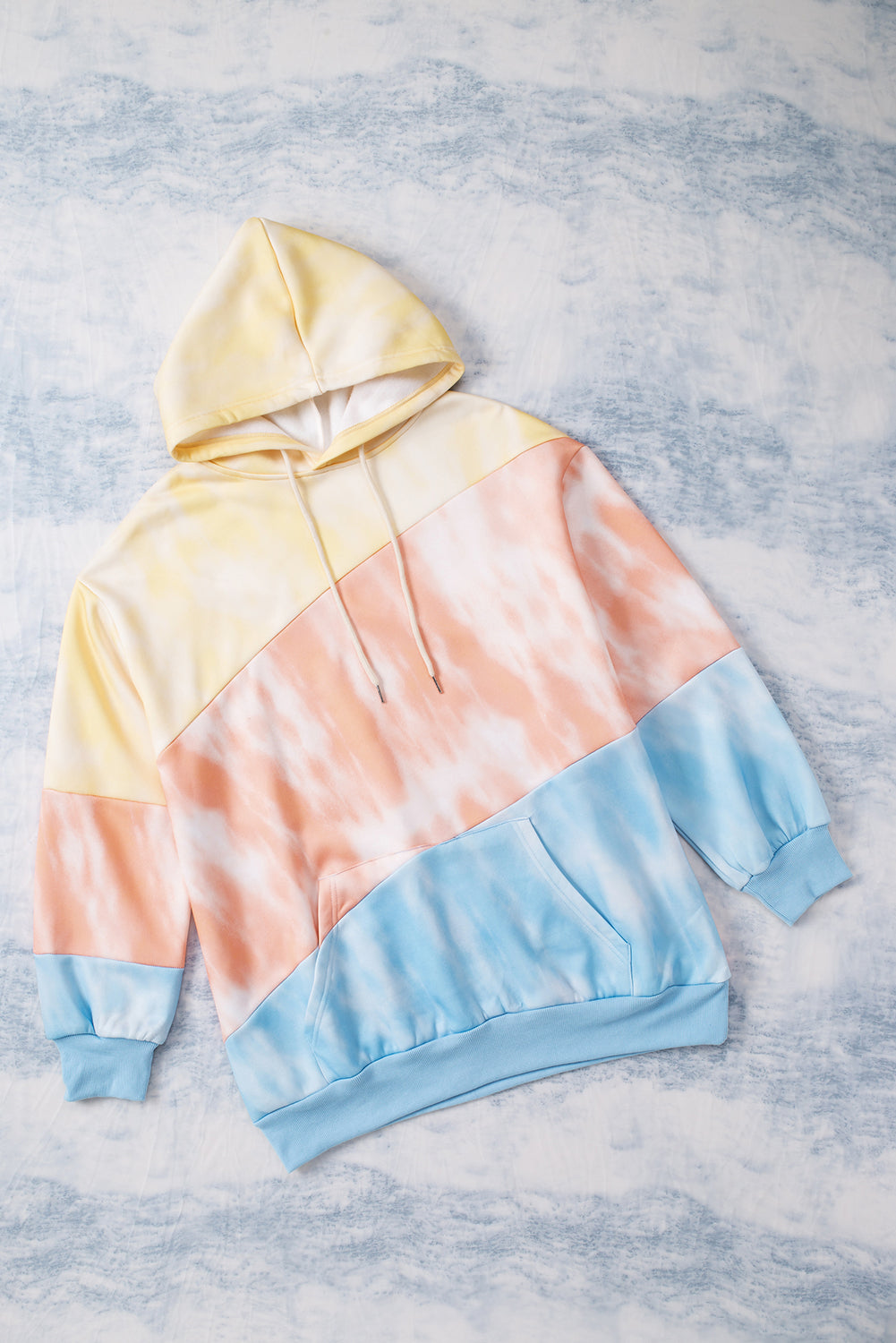 Colourblock Kangaroo Pocket Plus Size Hoodie | Sky Blue