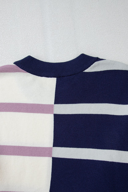 Colourblock Oversized Sweater | Blue Stripe