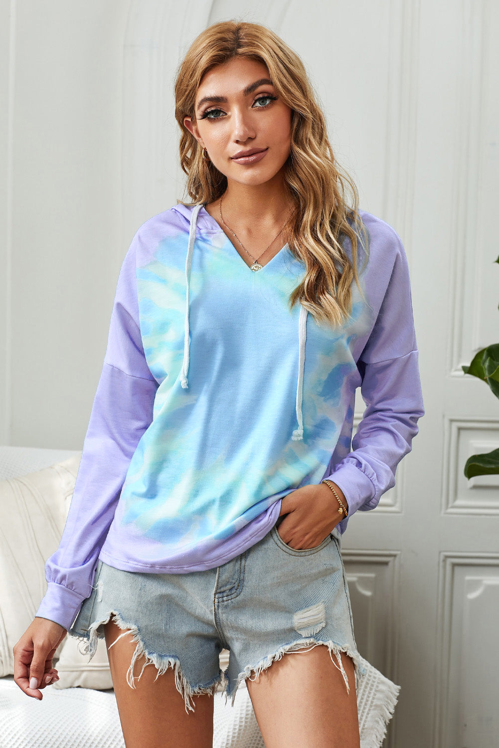 Colourblock The Sun Cotton Blend Tie Dye Hoodie | Purple