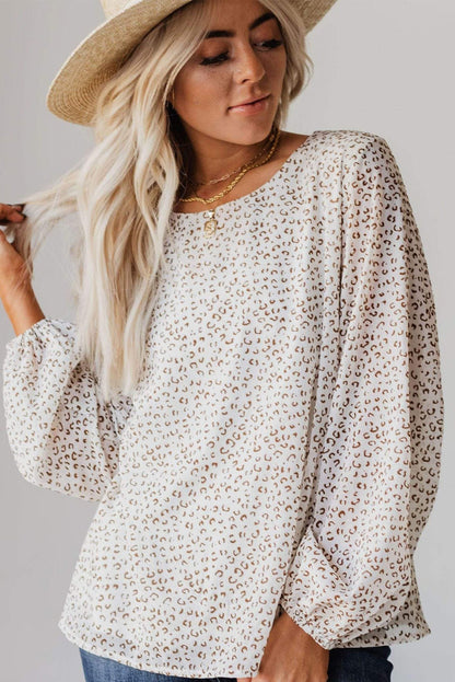 Crew Neck Long Sleeve Blouse | Leopard