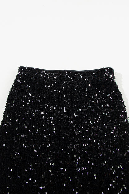 Sequin Bodycon Mini Skirt | Black