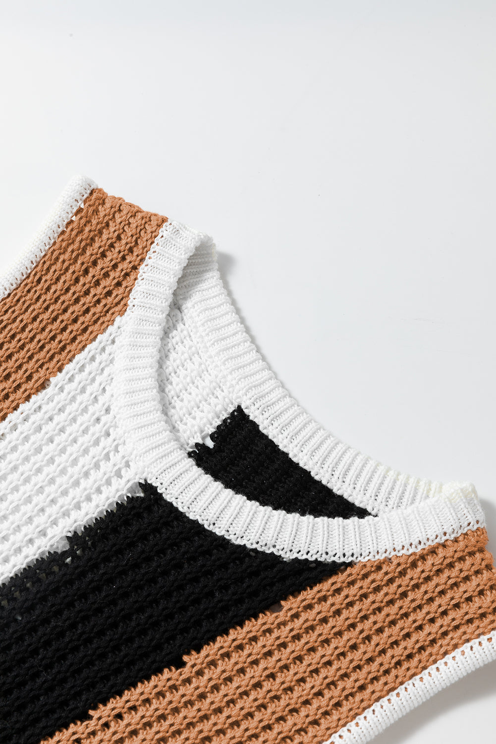 Colour Block Sleeveless Knitted Sweater Vest | Khaki Stripe