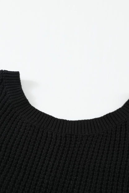 Cross Back Hollow-Out Sweater | Black