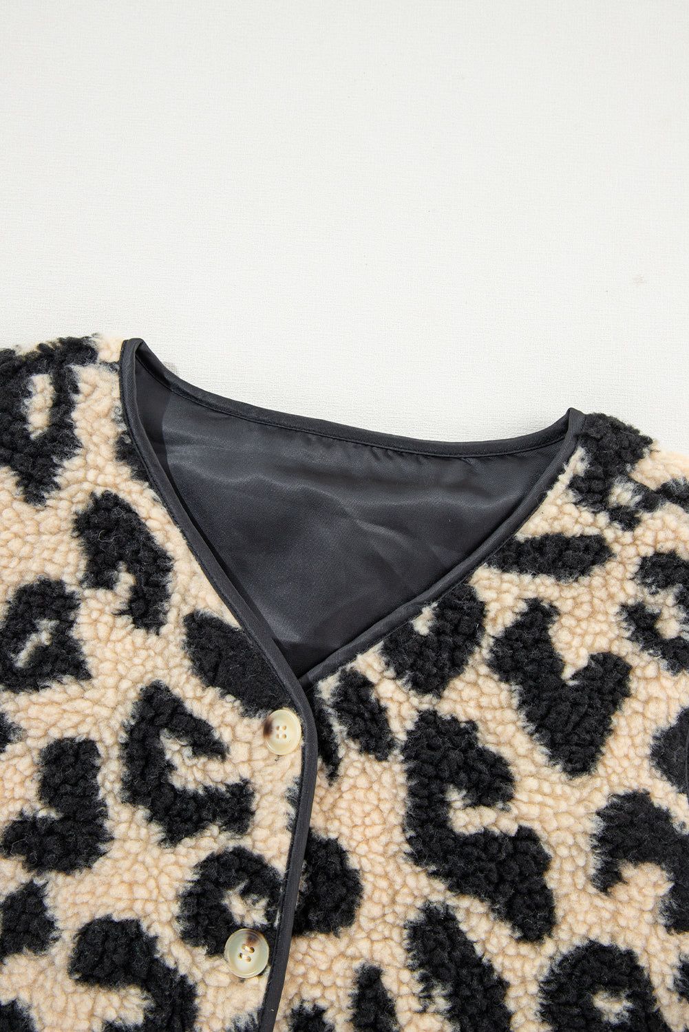 Leopard Print Sherpa Vest Coat | Black