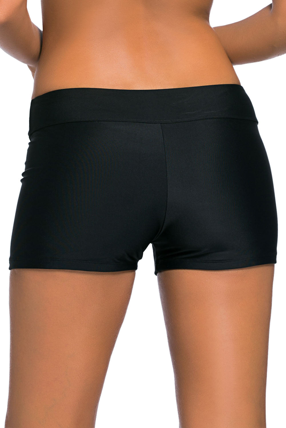 Wide Waistband Swimsuit Bottom Shorts | Black