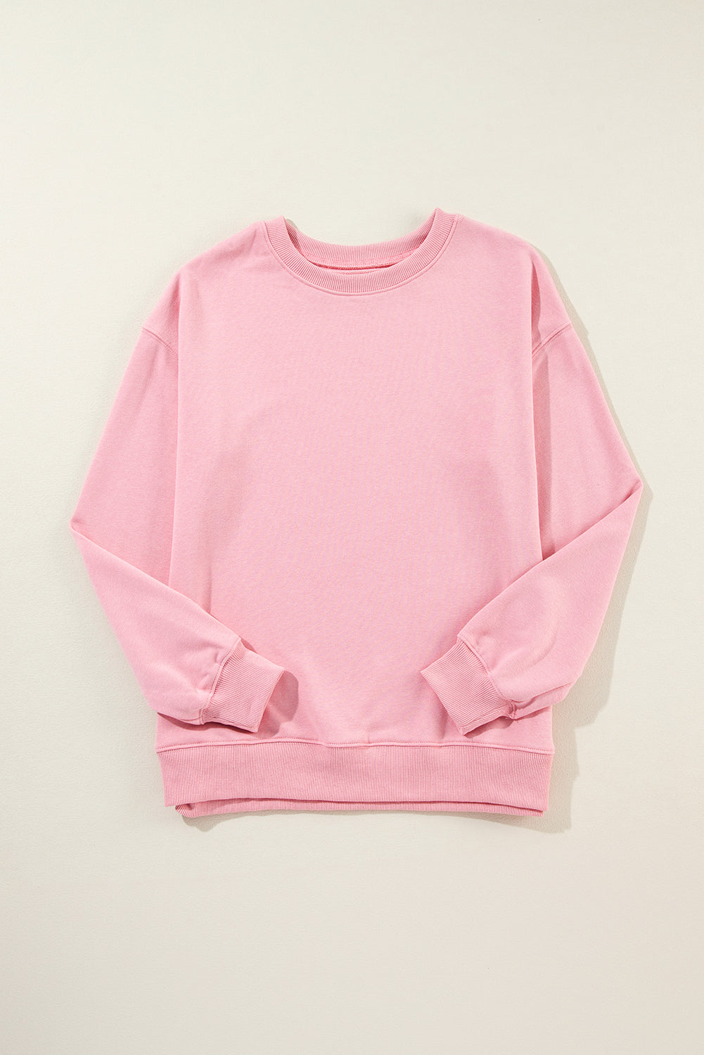 Solid Classic Crewneck Pullover Sweatshirt | Pink