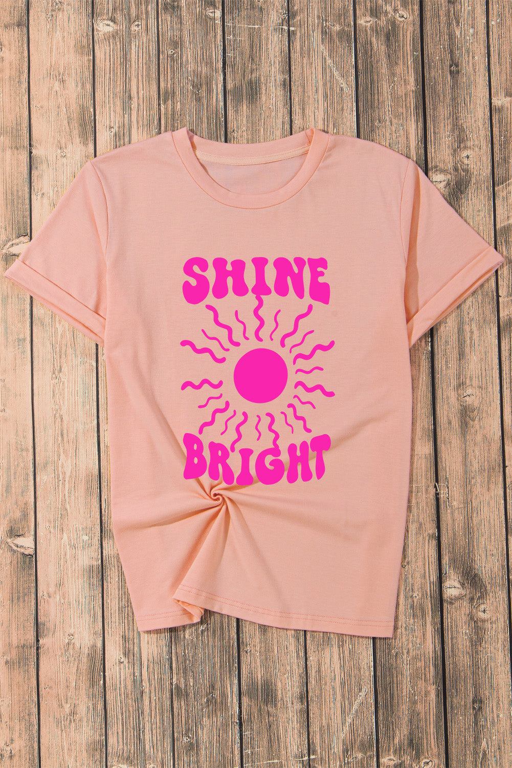 Shine Bright Graphic Casual Tee | Pink