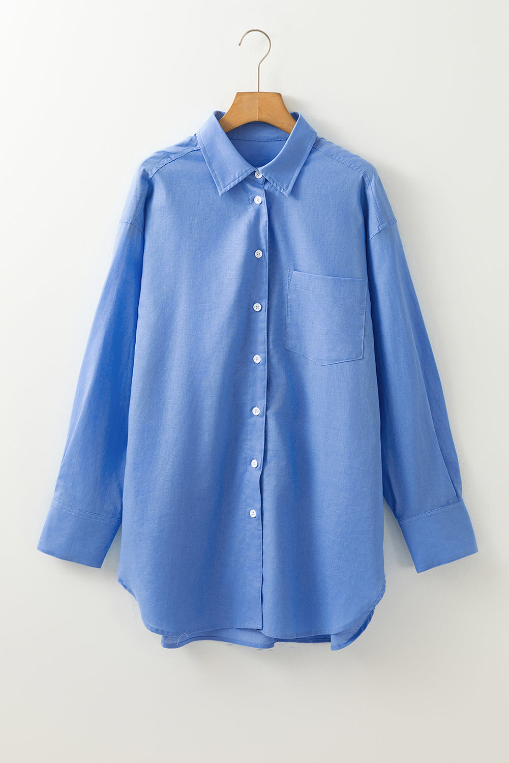 Boyfriend Chest Pocket Tunic Shirt | Blue