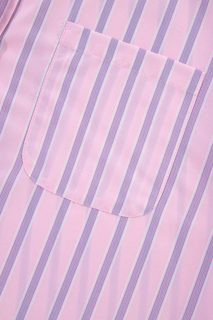 Chest Pocket Casual Shirt | Pink Stripe