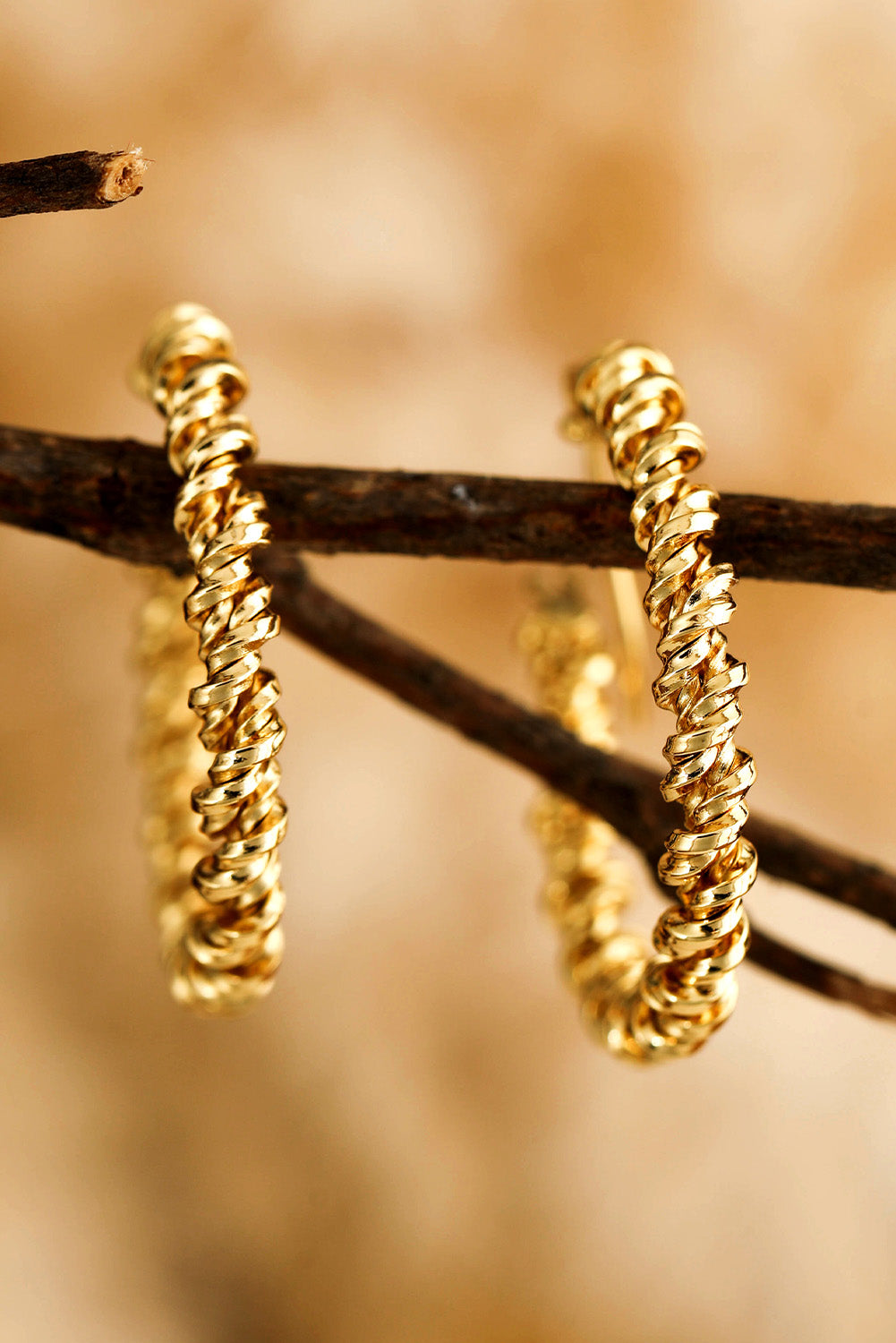 Vintage Textured Hoop Earrings | Gold