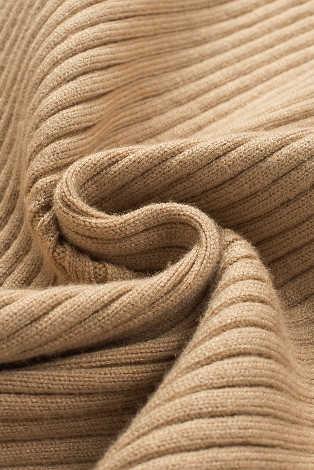 Ribbed Knit Round Neck Sweater | Apricot