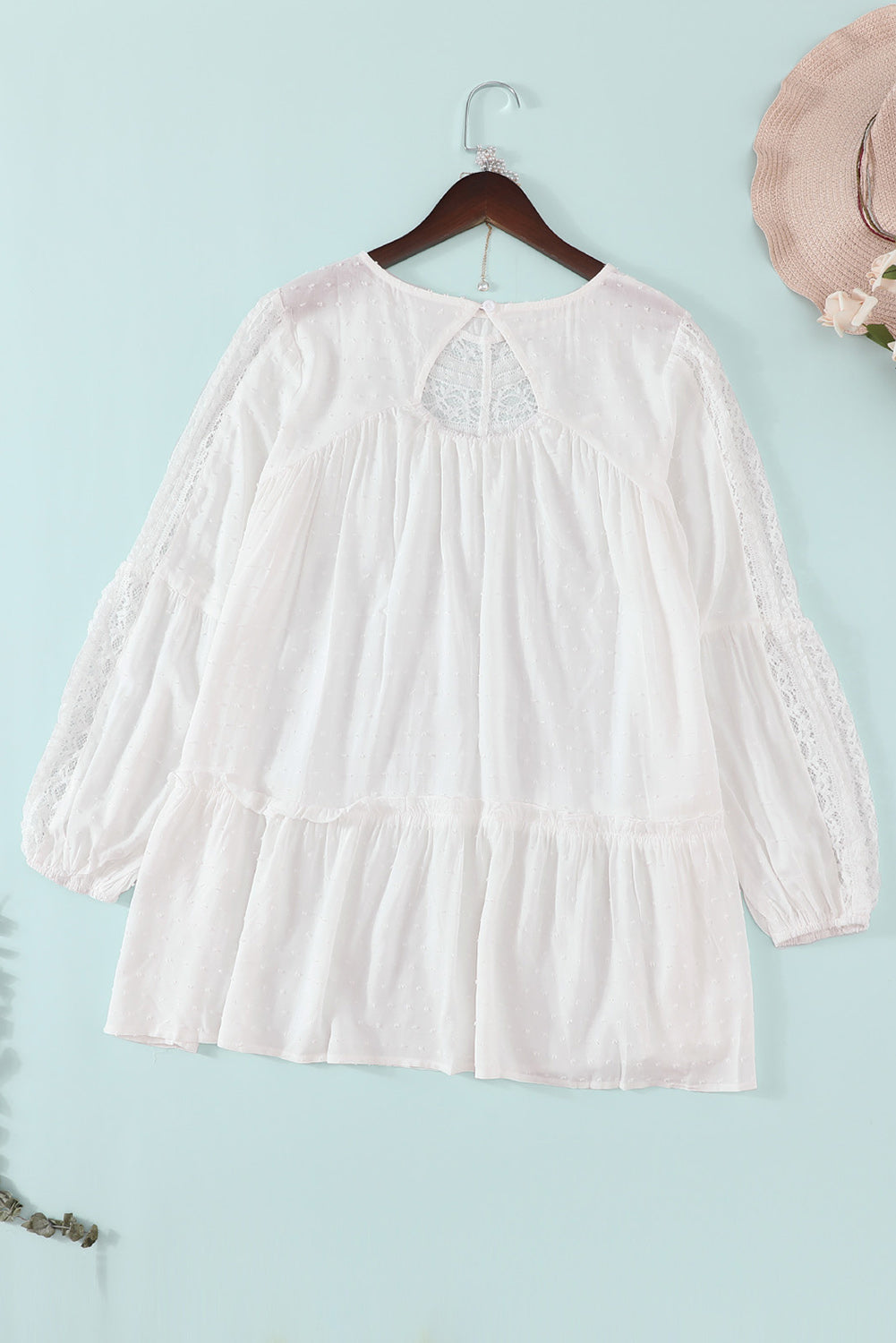 French Fling Lace Tunic Top | White