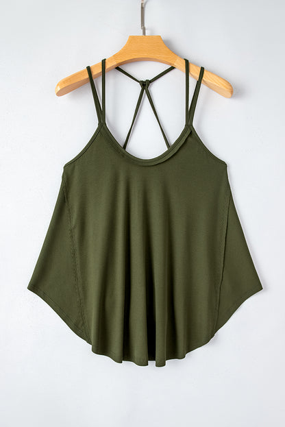 Exposed Seam Detail Double Straps Tank Top | Jungle Green