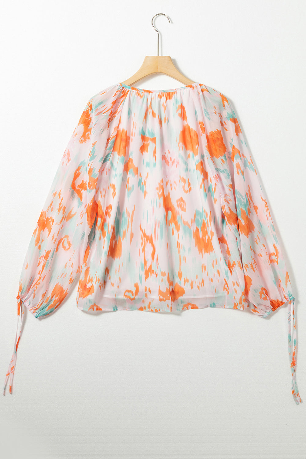 Abstract Print Split Neck Puff Sleeve Blouse | Multicolour