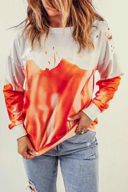 Tie-Dye Print Oversized Sweatshirt | Orange