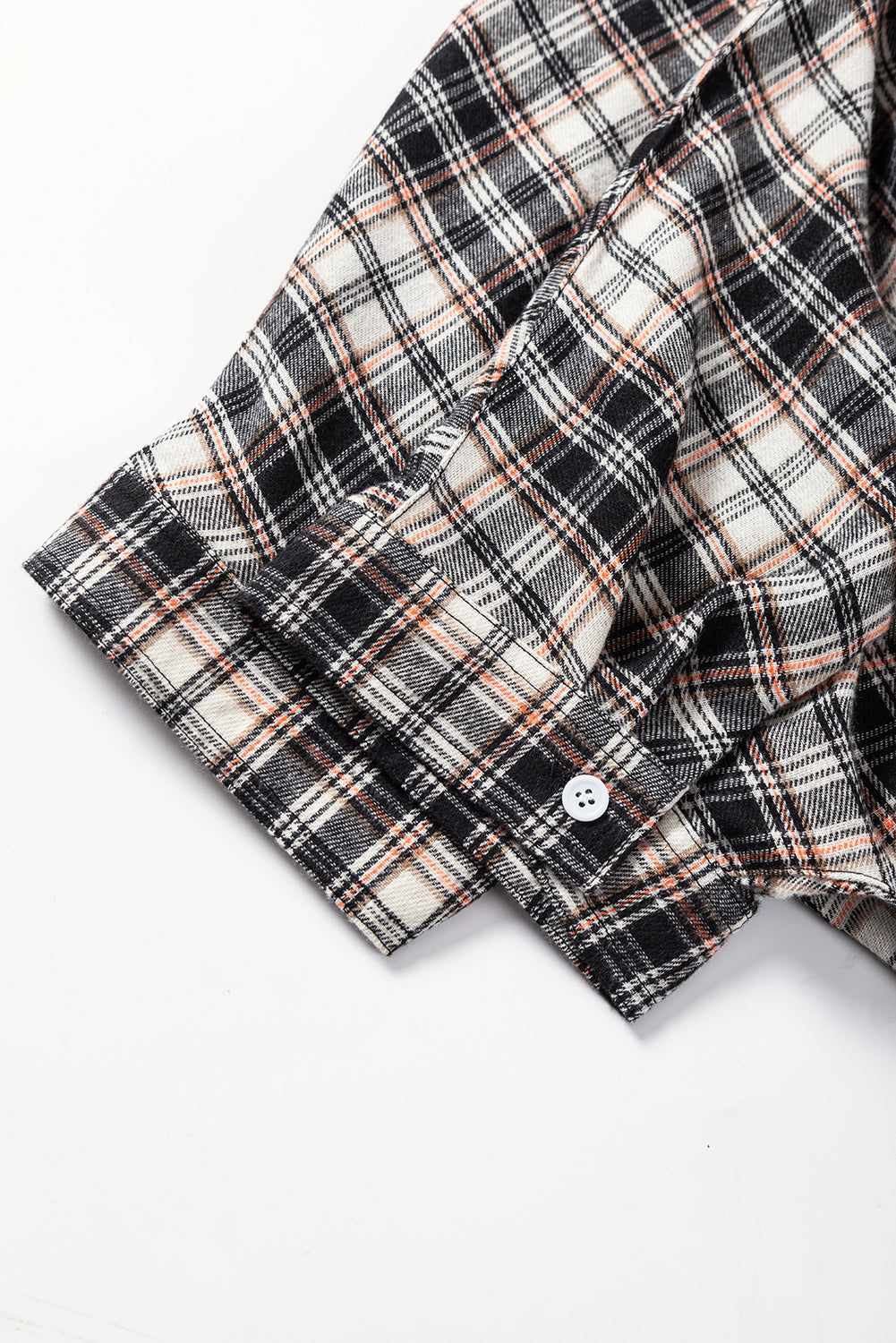 Plaid Print Chest Pockets Oversize Shirt | Black