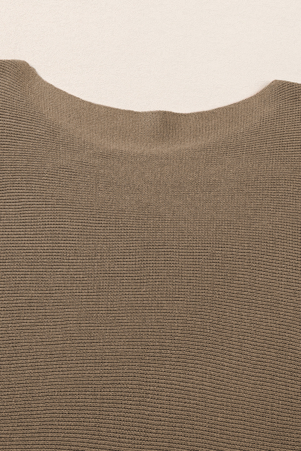 Round Neck Half Sleeve Ribbed Knit Top | Coffee