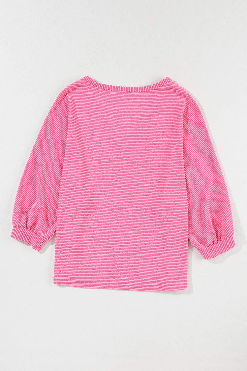 Striped Print Bracelet Sleeve V Neck Top | Strawberry Pink