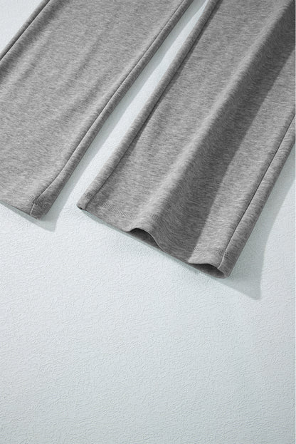 Solid Colour Fleece Lined Drawstring Waist Casual Pants | Light Grey