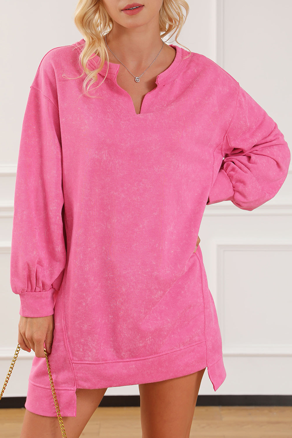 Exposed Seam Drop Shoulder Oversized Sweatshirt