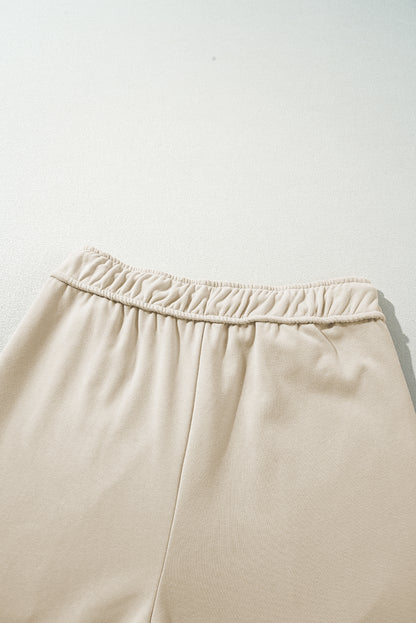 Loop Drawstring Casual Wide Leg Pants | Apricot